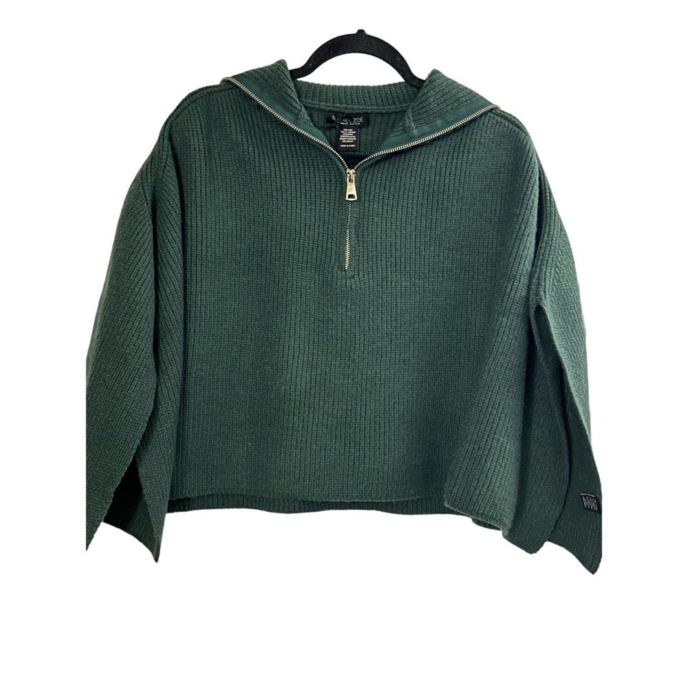 NWT Rachel Zoe Green Half Knit Capelet Zip - One Size